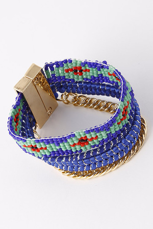 Bead Rope Chain Stranded Magnetic Bracelet 5EBI1